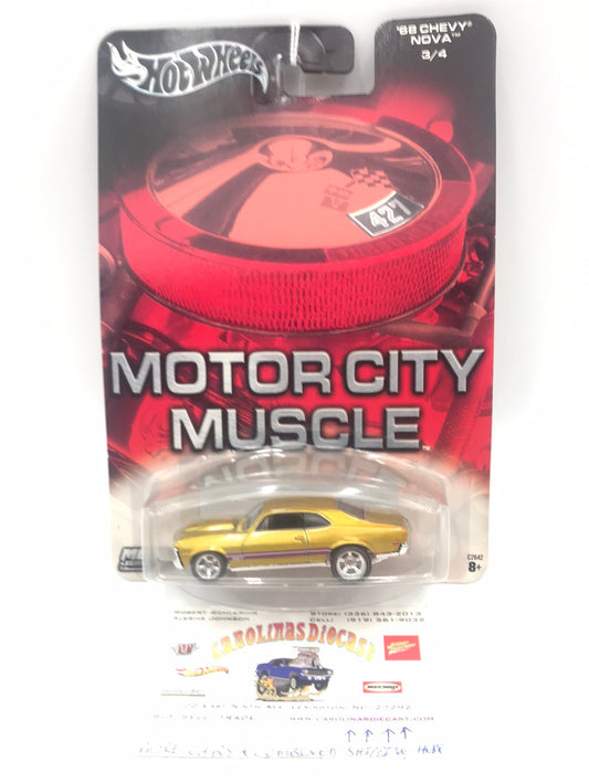 Hot wheels Motor City Muscle 68 Chevy Nova 3/4 real riders