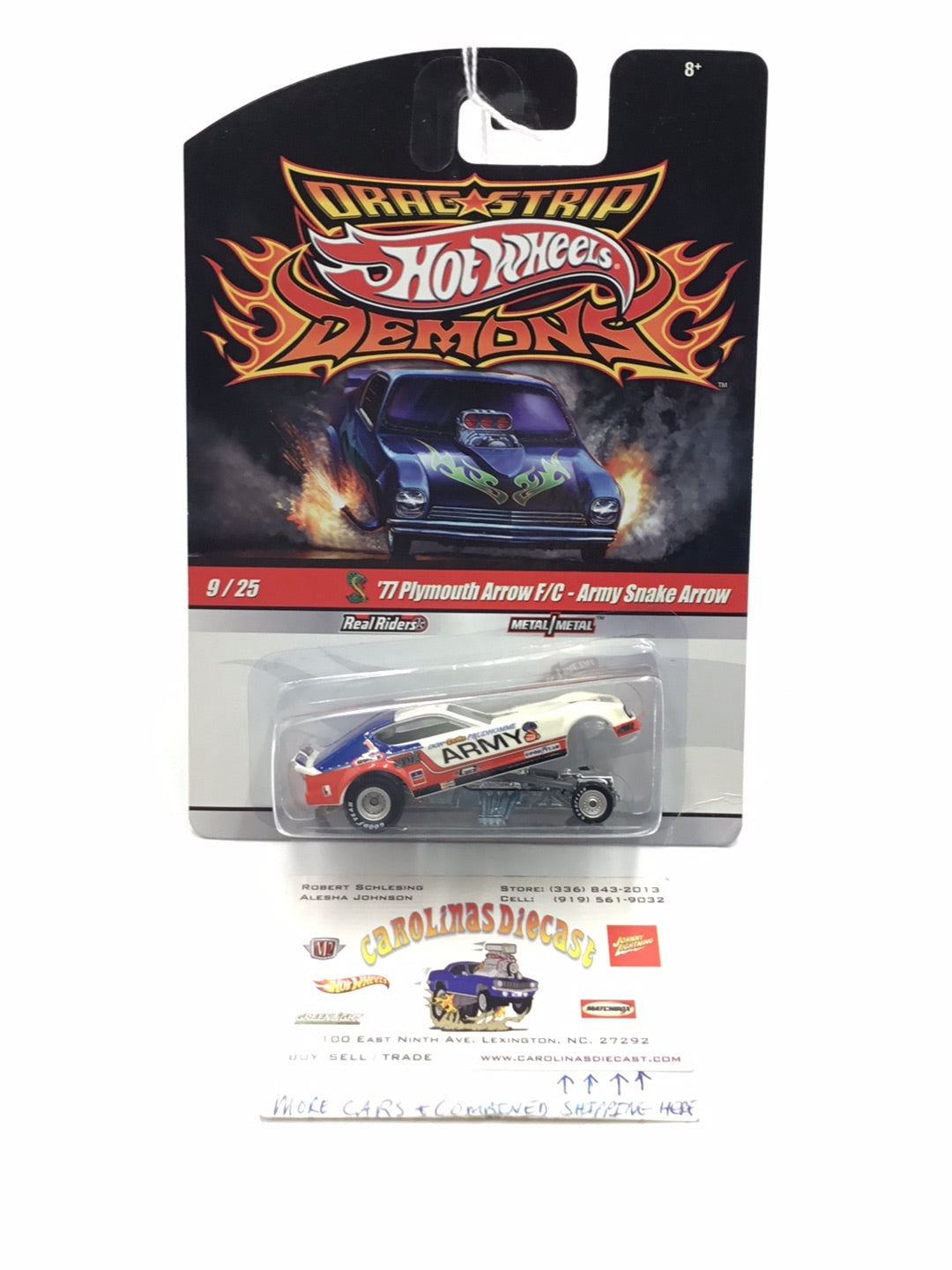 Hot wheels drag strip demons 9/25 1977 Plymouth Arrow F/C Army Snake Arrow