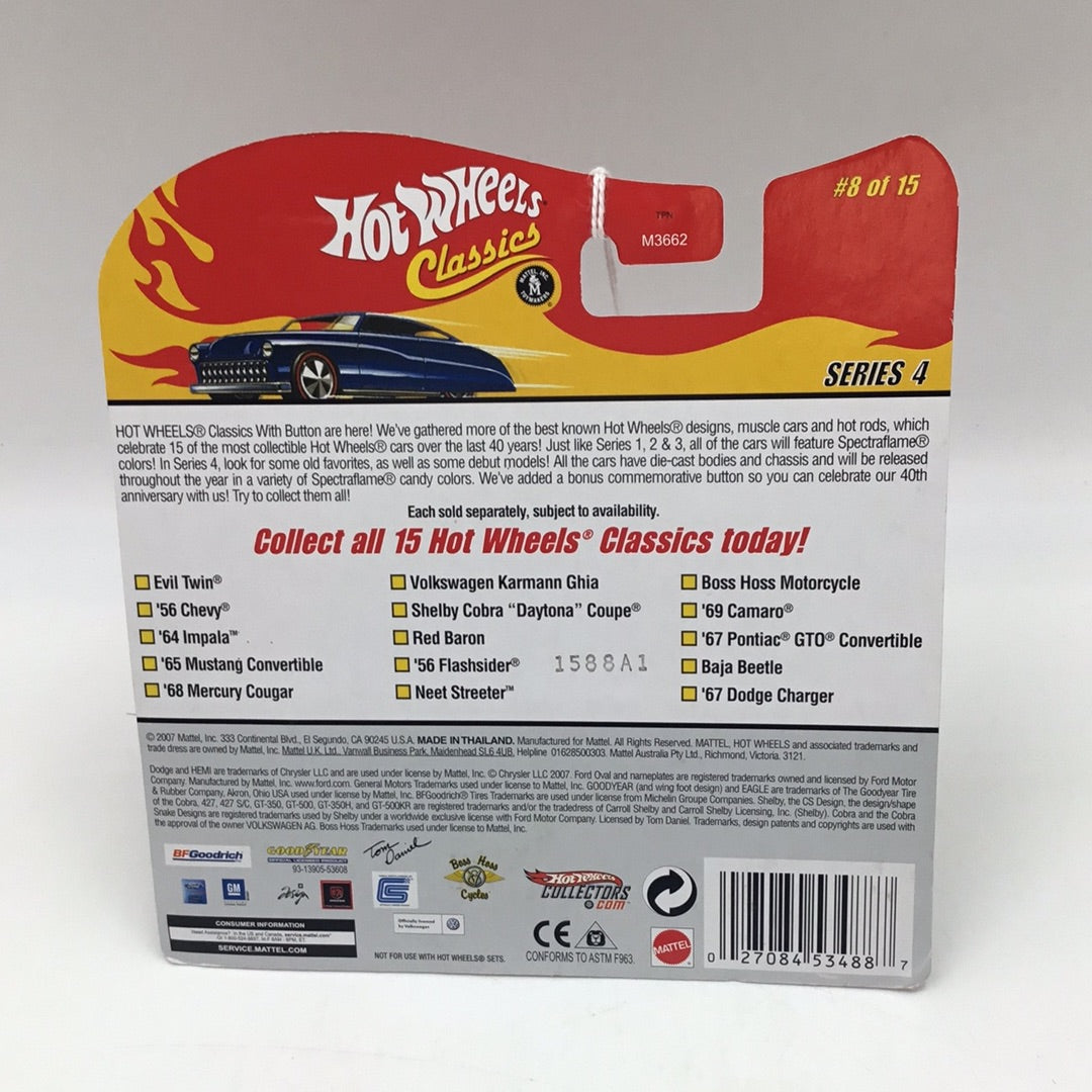 Hot wheels classics series 4 #8 Red Baron spectraflame red large card with button GG4