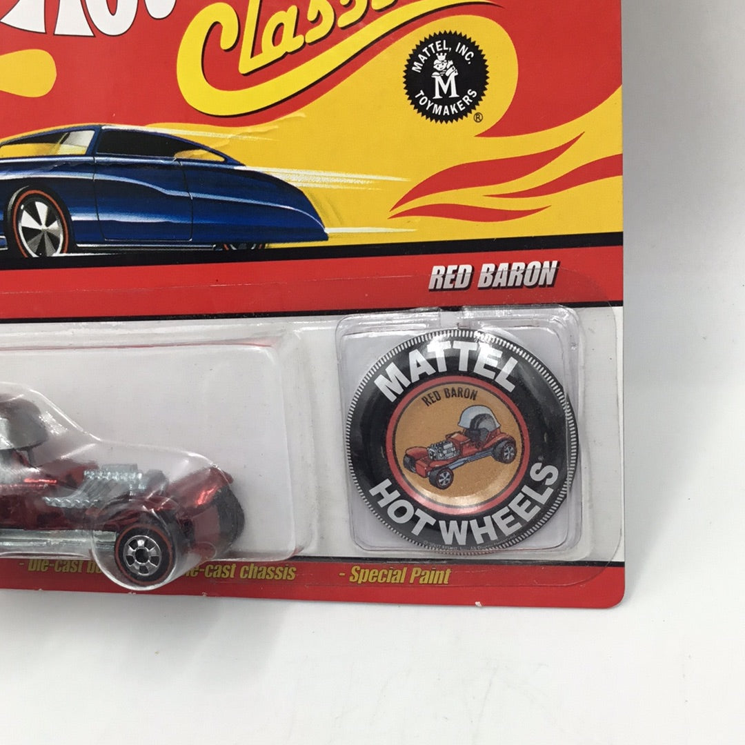 Hot wheels classics series 4 #8 Red Baron spectraflame red large card with button bad card GG4
