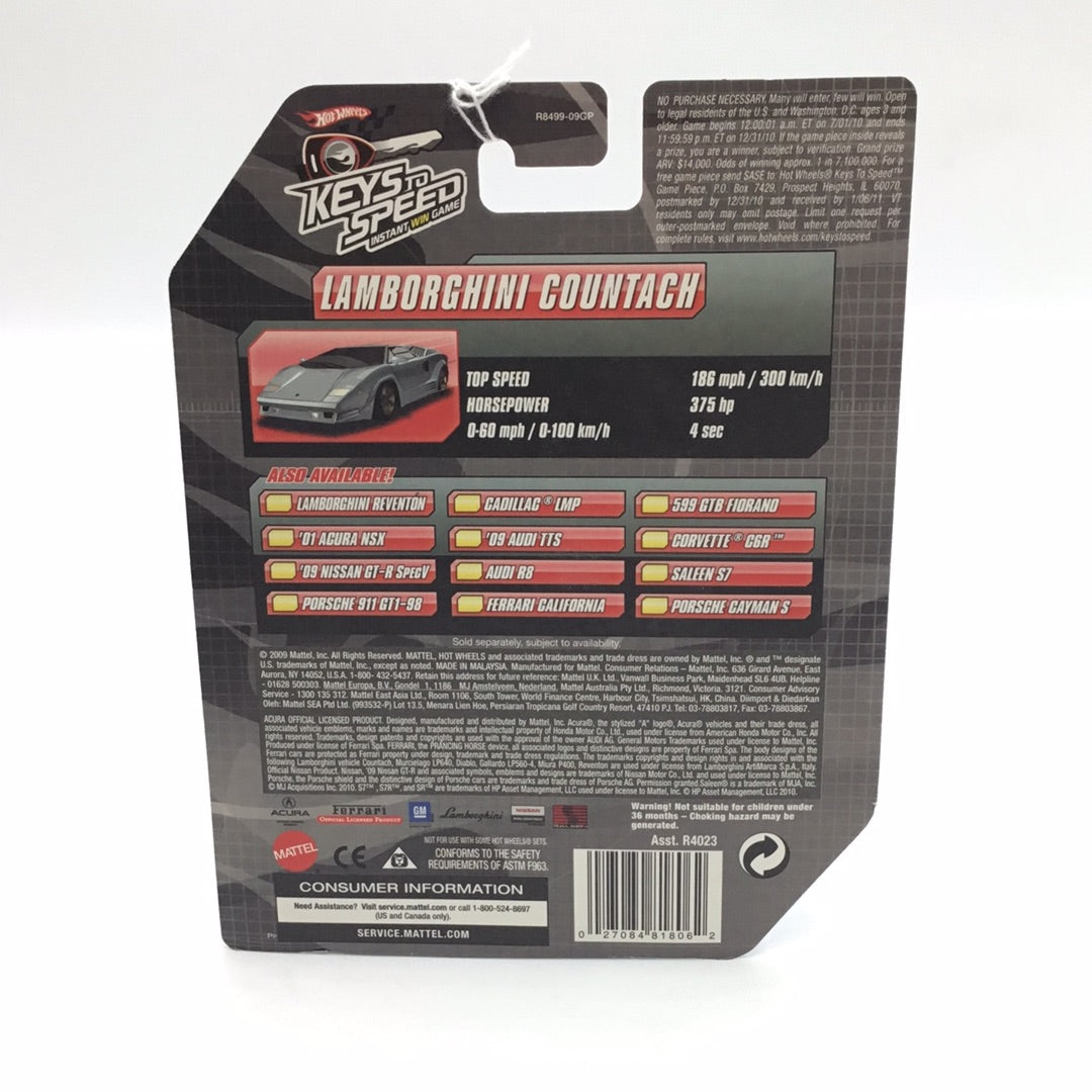 Hot Wheels Speed Machines Lamborghini Countach Keys To Speed Cardback VHTF  | 375 Km To Mph | isgb.edu.ar