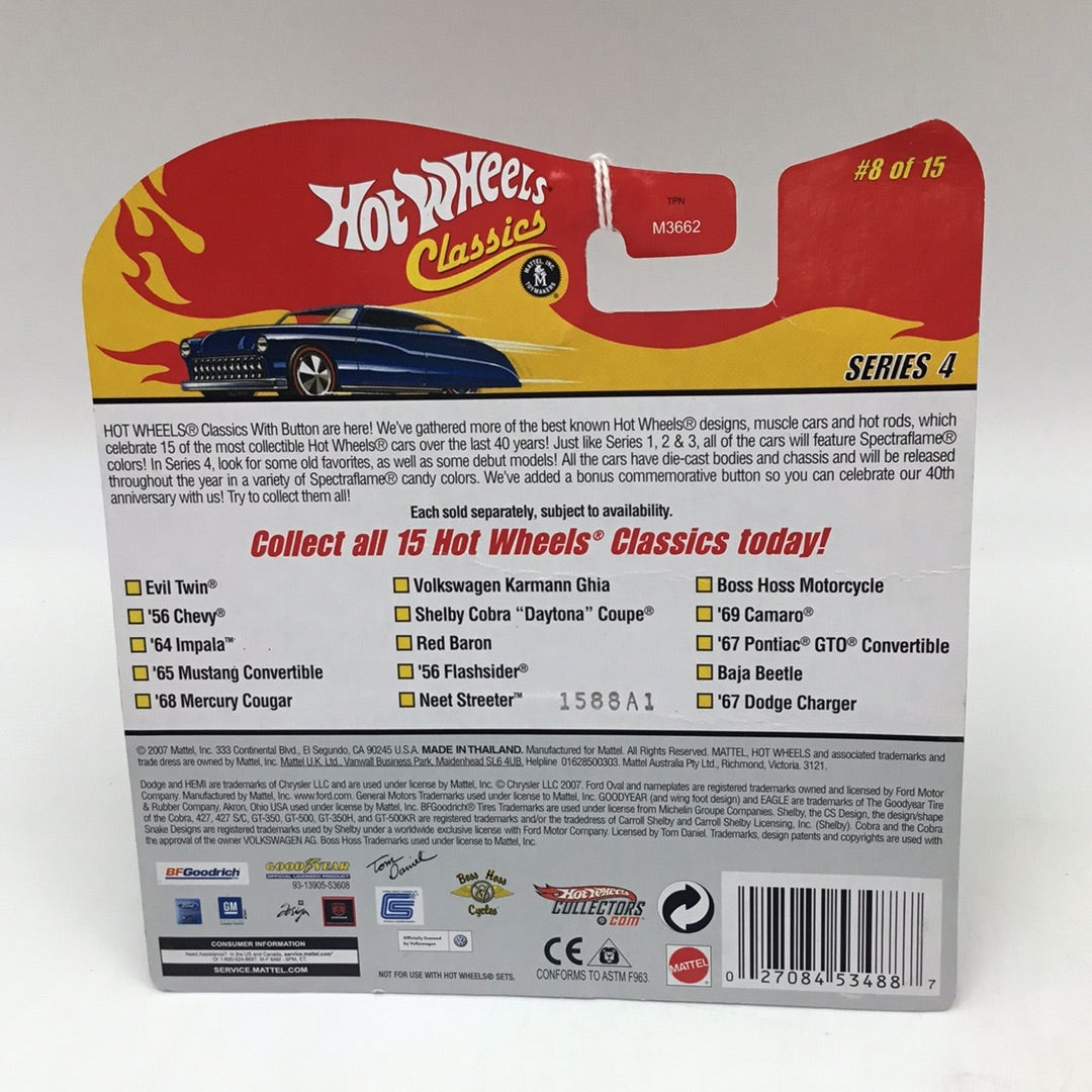 Hot wheels classics series 4 #8 Red Baron spectraflame red large card with button bad card GG4