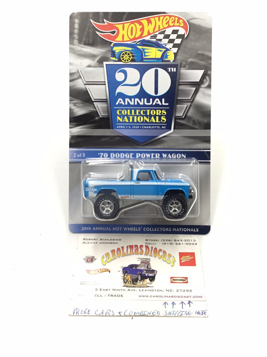 Hot wheels 20th annual collectors Nationals 1970 Dodge Power Wagon 930/6000 in Protector