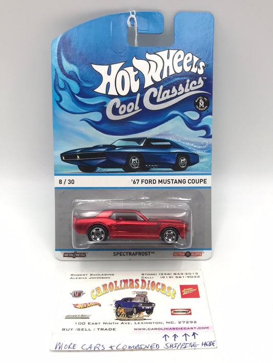 Hot wheels cool classics 67 Ford Mustang Coupe 8/30 metal/metal retro slots blue car on card Z6