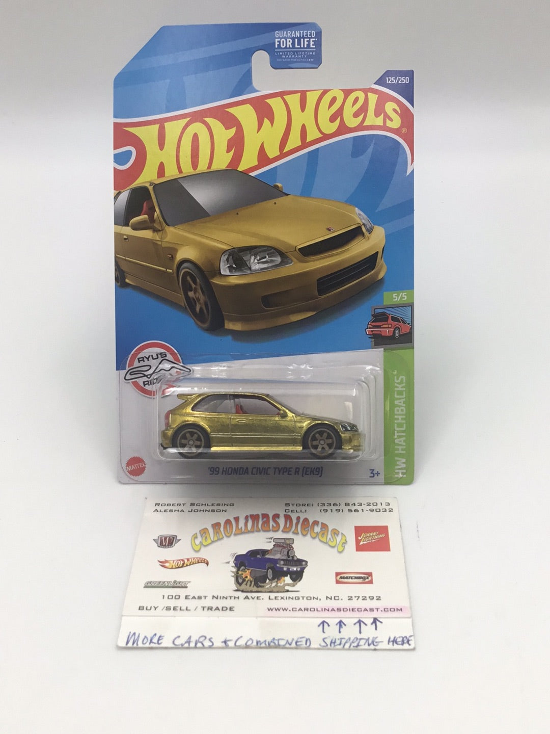 2022  hot wheels super treasure hunt #125 99 Honda Civic Type R EK9 gold W/ Protector