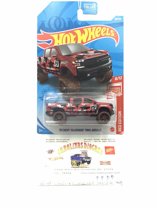 2021 hot wheels red edition #80 2019 Chevy Silverado Trail Boss target red #8 AA3