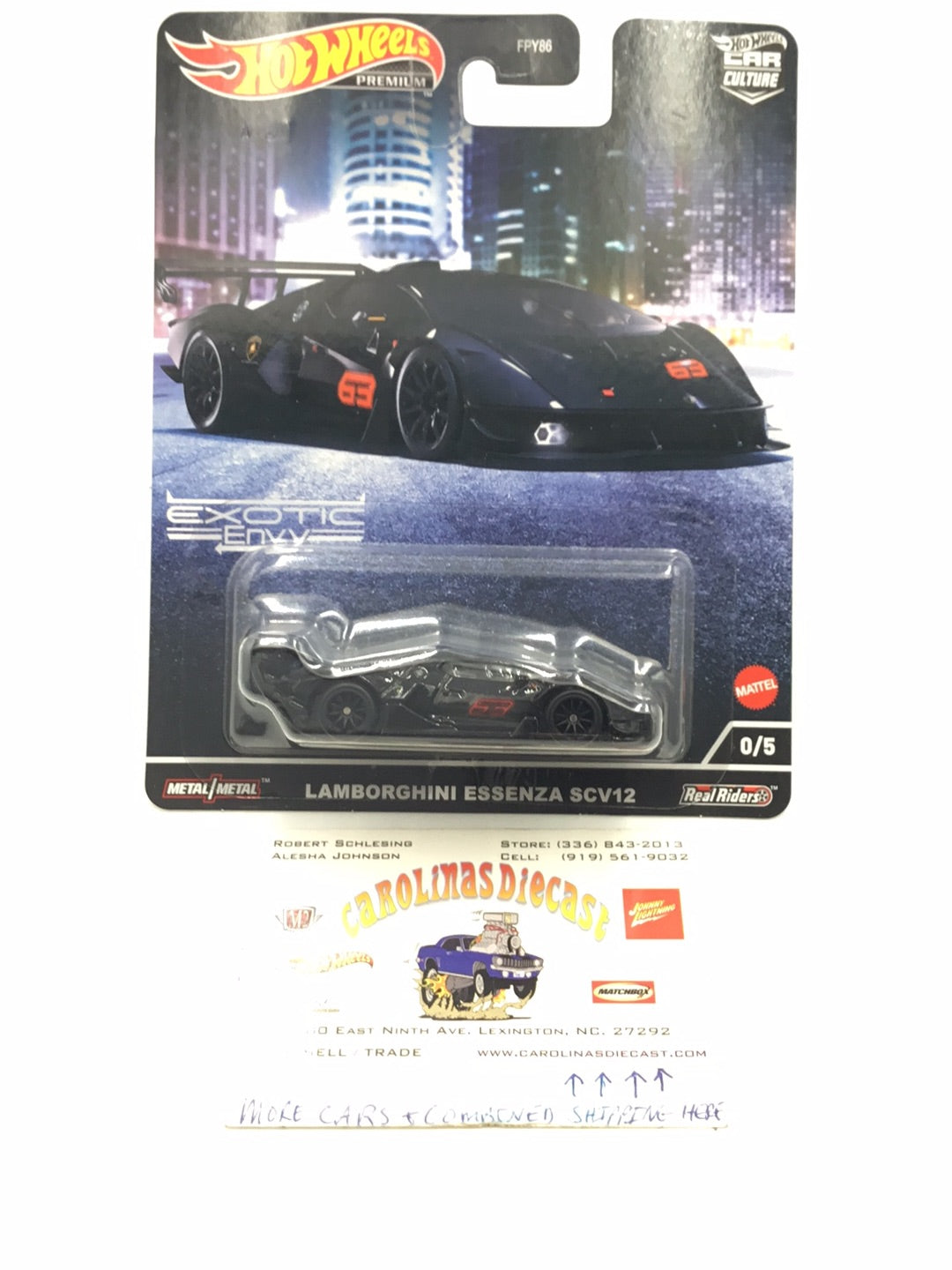 2022 Hot wheels car culture Exotic Envy 0/5 Lamborghini Essenza SCV12 Chase VHTF with Protector