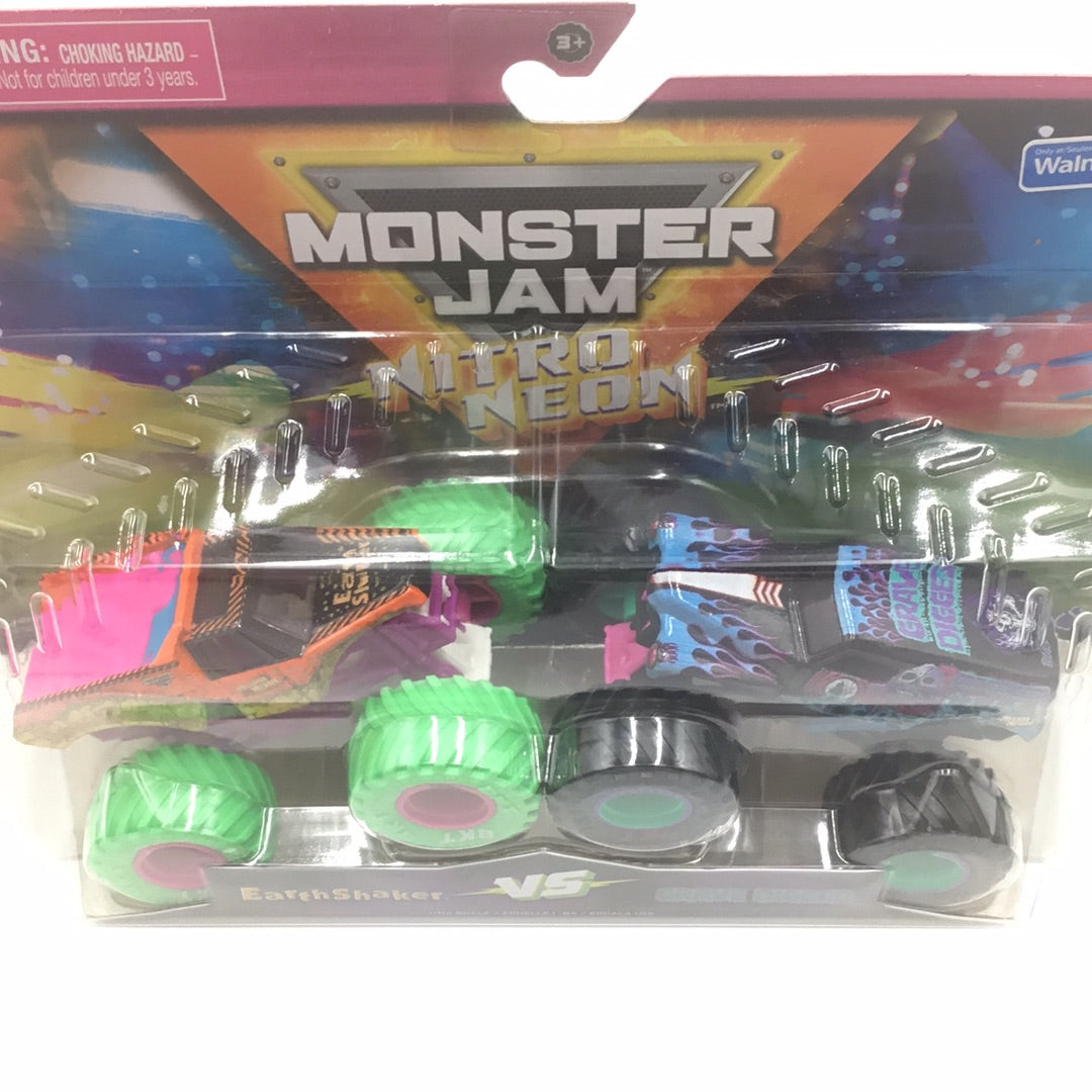 monster jam series 1 nitro neon 2 pack Earthshaker Vs. Grave Digger walmart exclusive 126I