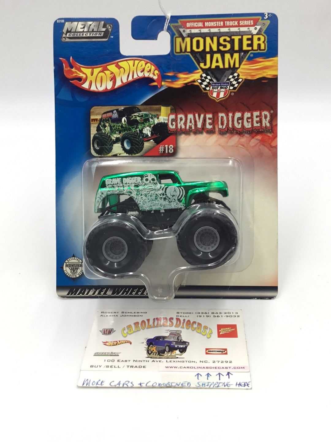 Hot Wheels monster jam #18 Grave Digger green chrome chase vhtf