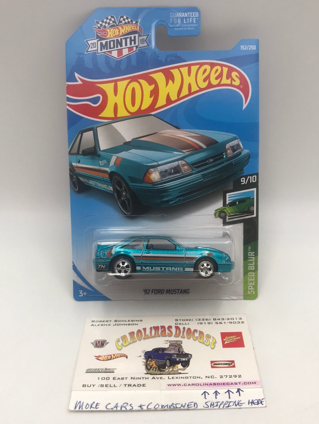 2019 hot wheels super treasure hunt #152 92 Ford Mustang card variation W/Protector