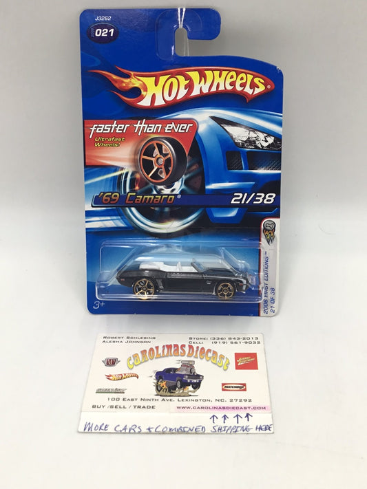 2006 Hot wheels #21 69 Camaro 21/38 Black first edition fte faster than ever II4