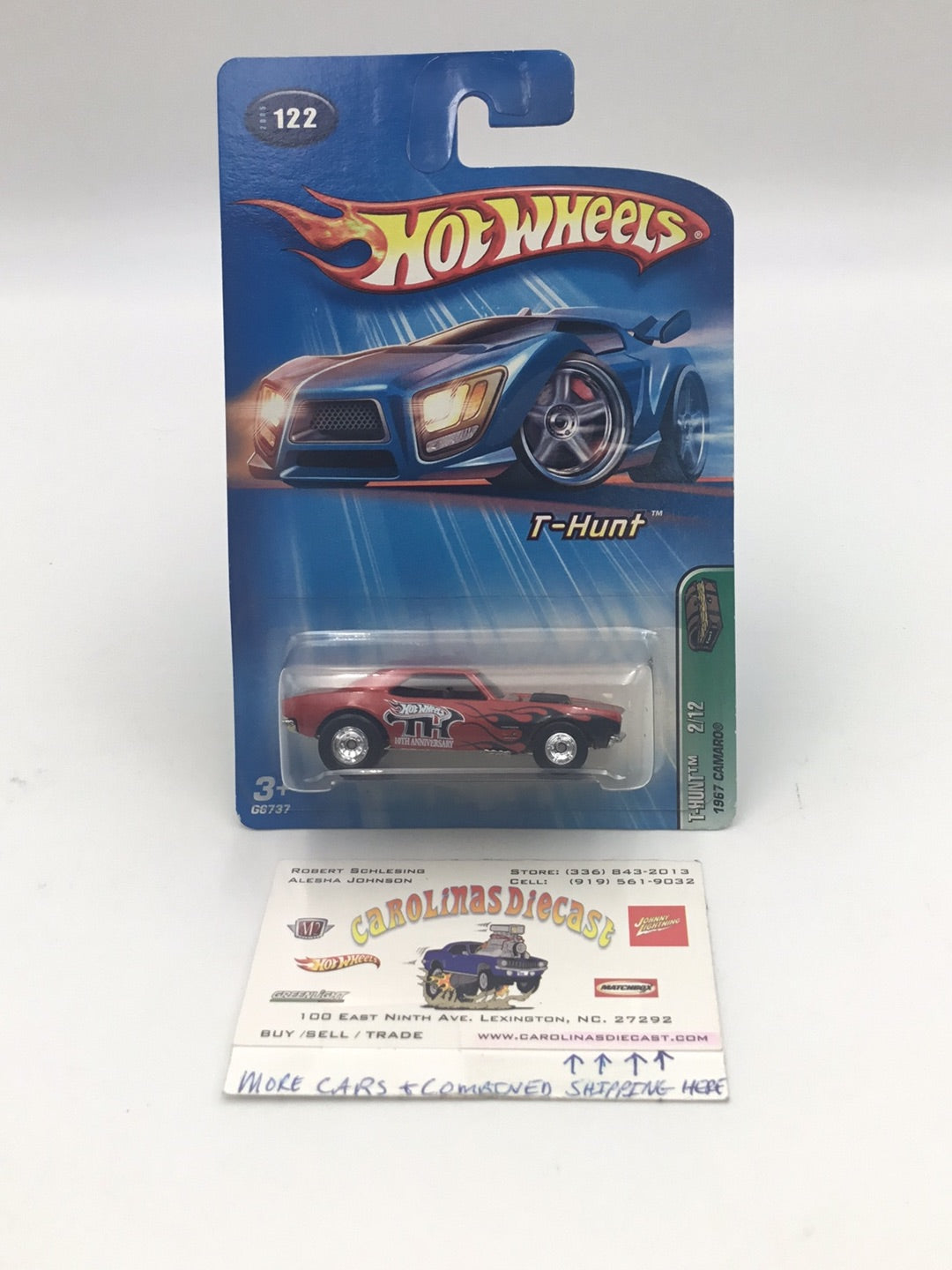 2005 Hot Wheels #122 Treasure Hunt 1967 Camaro real riders W/protector