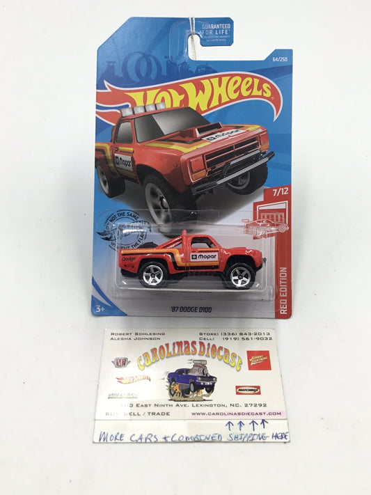2019 hot wheels #64 87 Dodge D100 Red Edition #7 target exclusive 150E