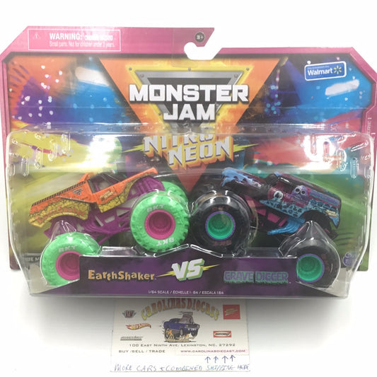 monster jam series 1 nitro neon 2 pack Earthshaker Vs. Grave Digger walmart exclusive 126I