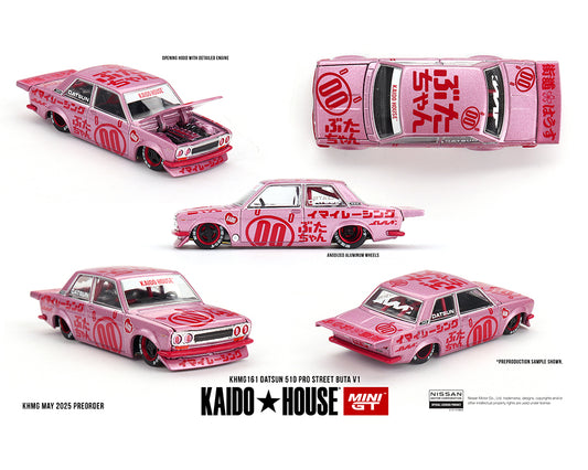 PREORDER Kaido House x Mini GT 1:64 Datsun 510 Pro Street Buta V1 – Pink #161