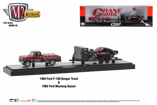 M2 Machines auto haulers 1969 Ford F100 Ranger 1966 Ford Mustang Gasser R49