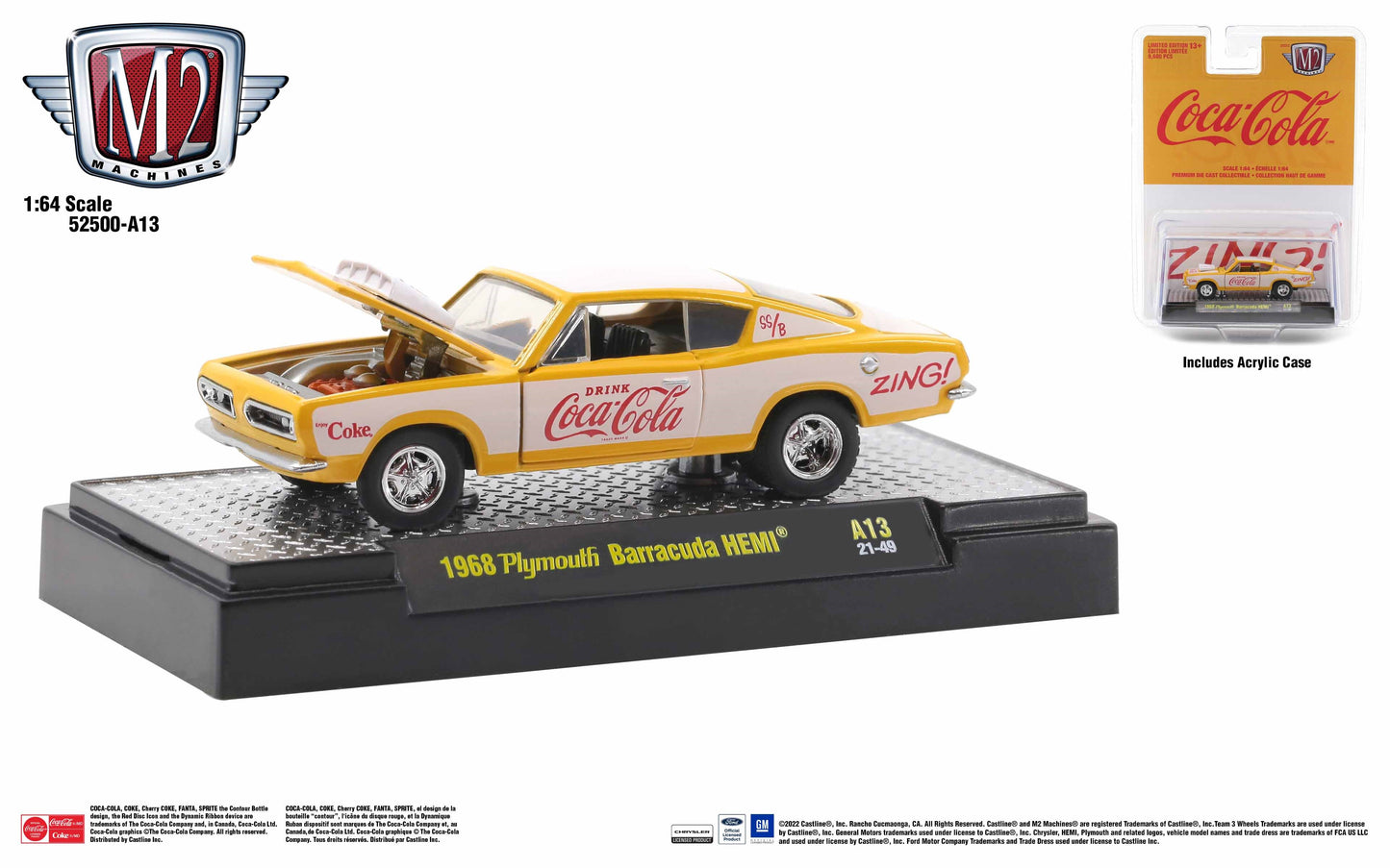 M2 Machines Coke Coca Cola 1968 Plymouth Barracuda Hemi A13