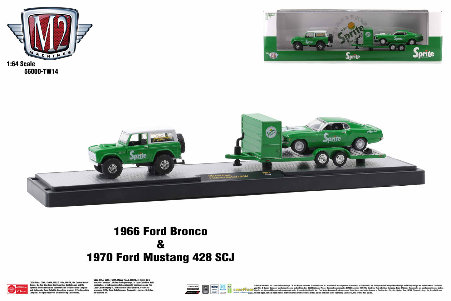 M2 Machines auto haulers 1966 Ford Bronco & 1970 Ford Mustang 428 SCJ TW14