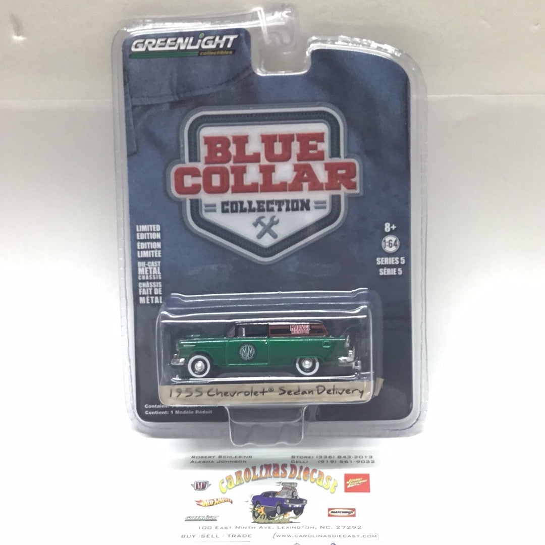 Greenlight Blue Collar collection 1955 Chevrolet Sedan Delivery green machine CHASE