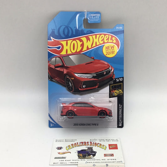 2019 hot wheels #171 2018 Honda Civic Type R red LL4