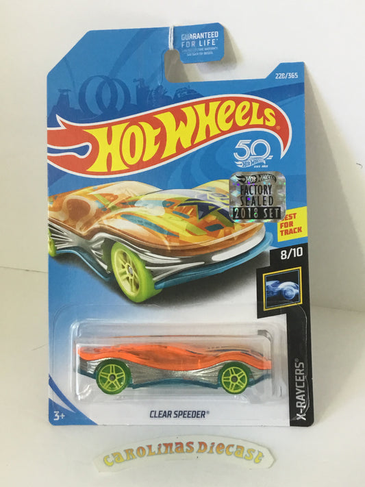 2018 Hot Wheels #228 Clear Speeder Factory sealed sticker UU4