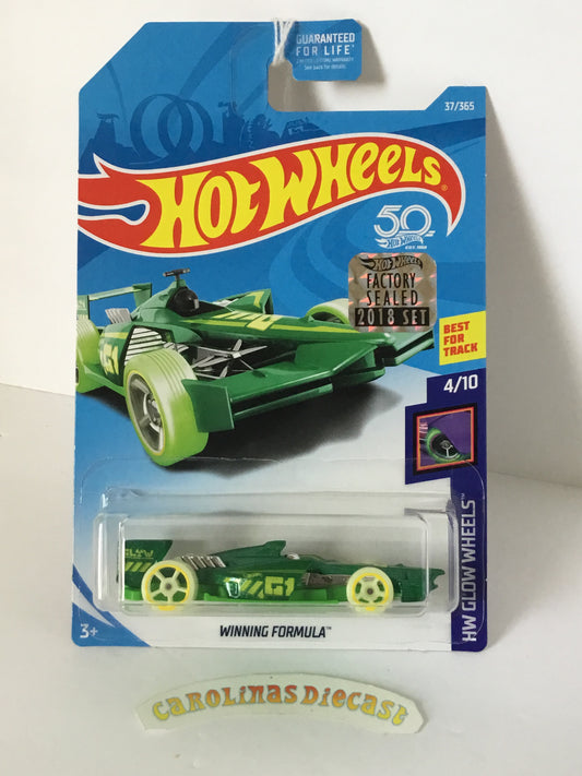 2018 Hot Wheels #37 Winning Formula green Factory sealed sticker WW2