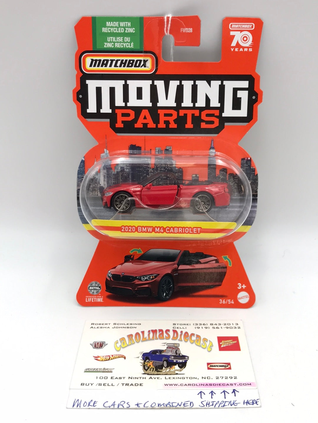 Matchbox Moving Parts 2020 BMW M4 Cabriolet red