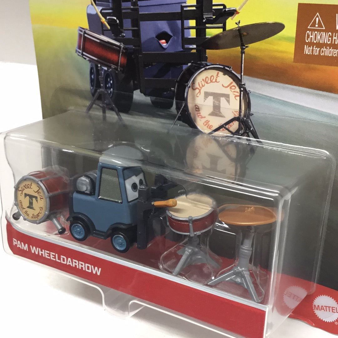 2021 Disney Pixar Cars Metal series Pam Wheeldarrow with drums 141H