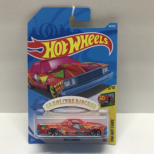 2021 hot wheels #44 80 El Camino red art cars U6