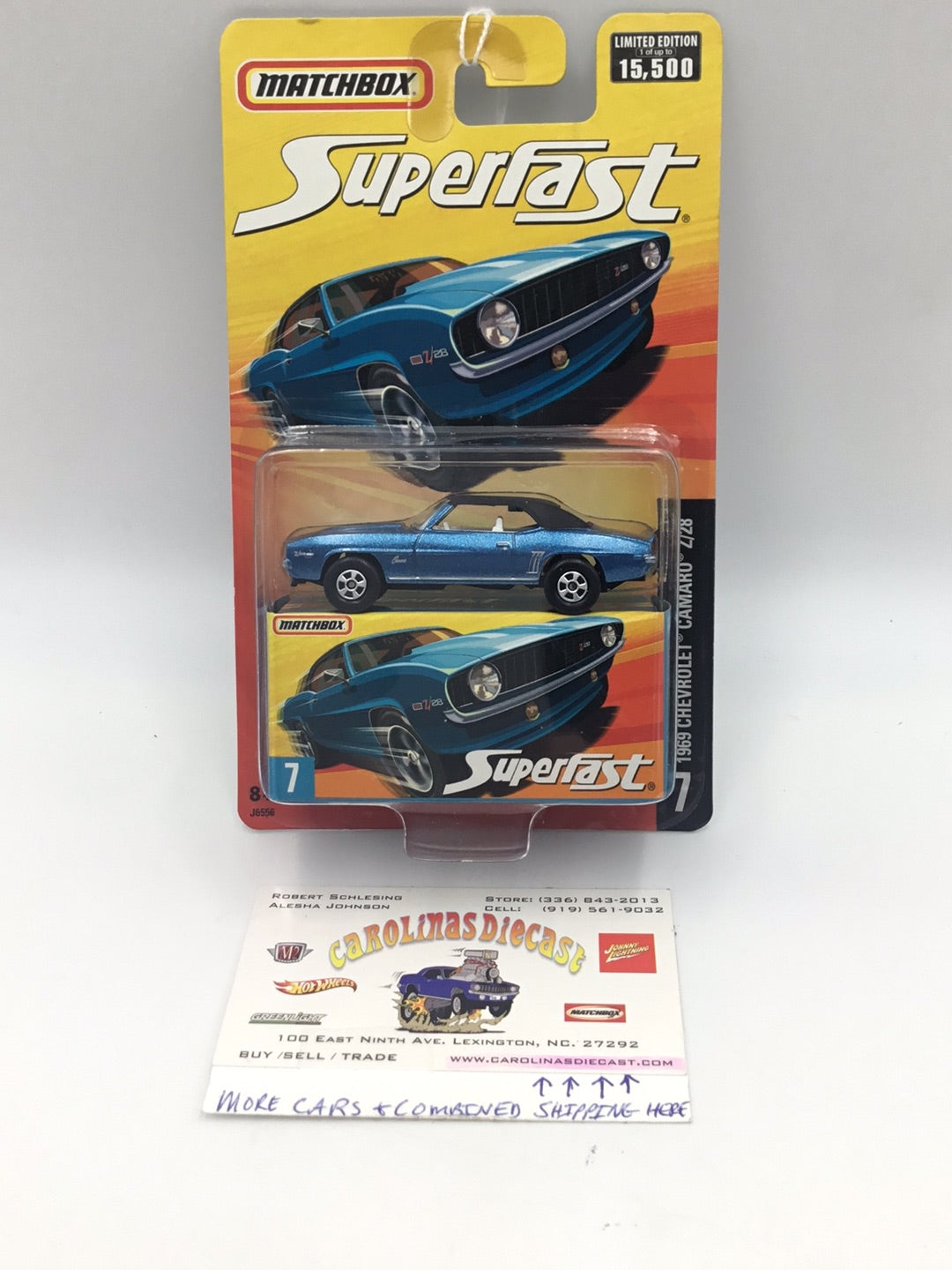 Matchbox Superfast #7 1969 Chevrolet Camaro Z28 limited to 15,500 T1