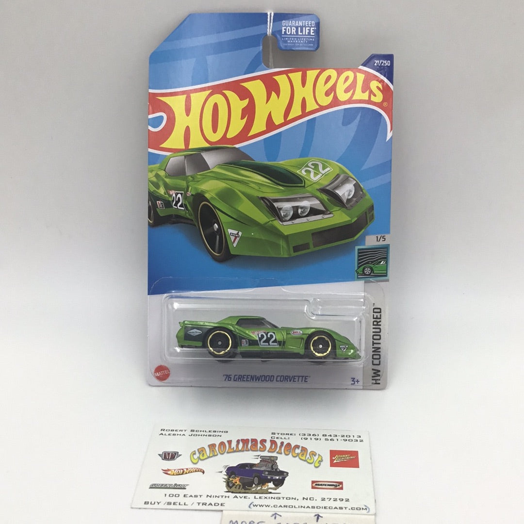 2022 hot wheels #21 76 Greenwood Corvette green 18G