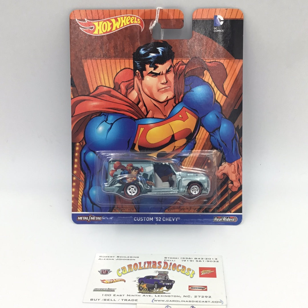 Hot wheels pop culture DC comics superman custom 52 Chevy bad card C9