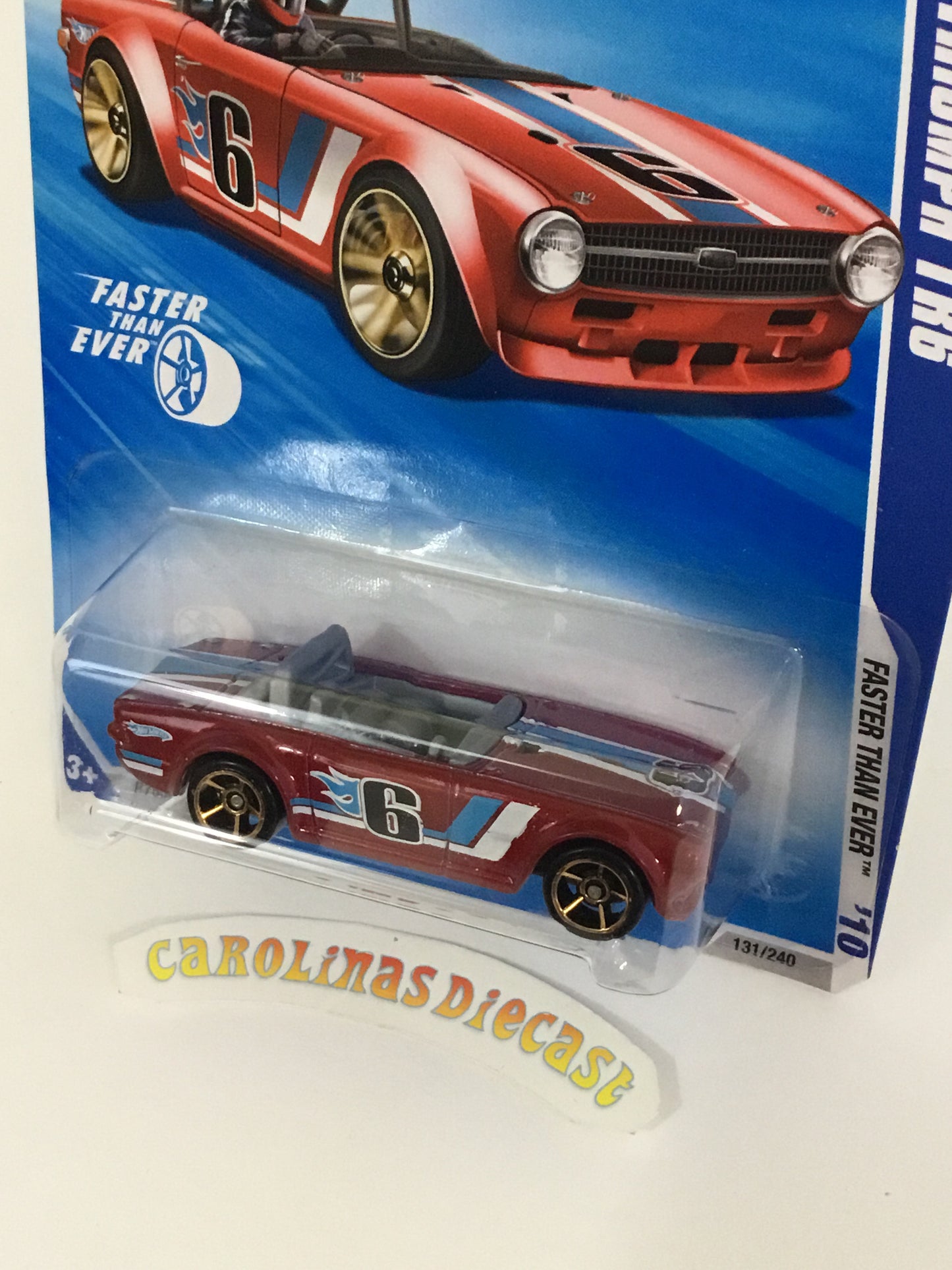 2010 Hot Wheels #131 Triumph TR6 red fte faster than ever