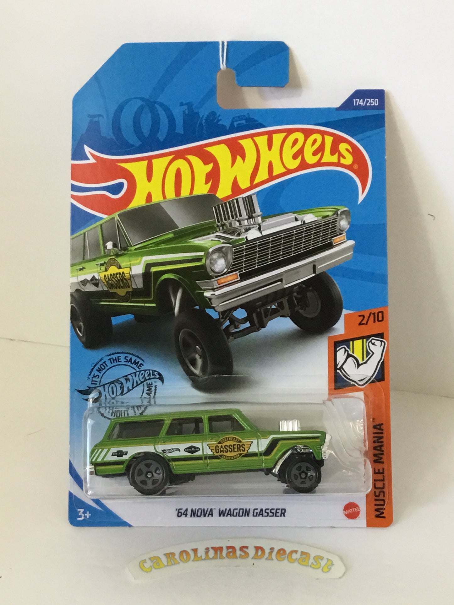 2020 hot wheels #174 64 Nova Wagon Gasser green V2