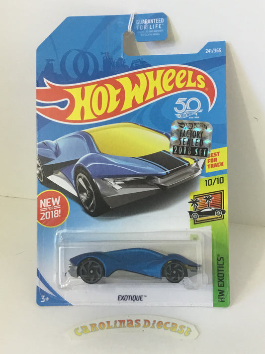 2018 Hot Wheels #241 Exotique blue Factory sealed sticker VV4