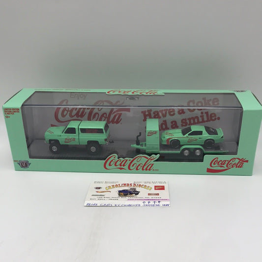 M2 Machines auto haulers Coca Cola 1973 Chevrolet Cheyenne 10 1985 Chevrolet Camaro TW17