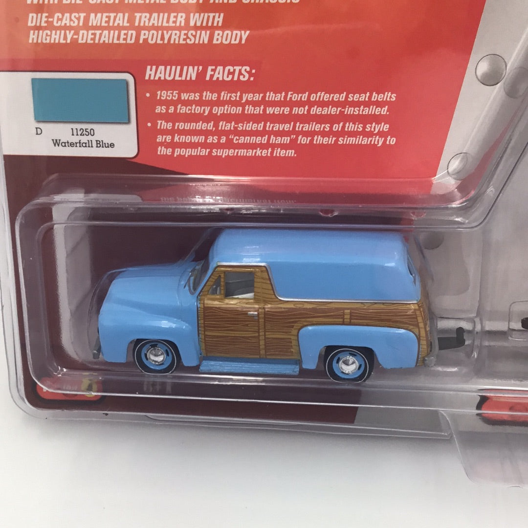 Johnny lightning Tow & Go 1955 Ford Panel Delivery With Small Travel Trailer ver. A 207I