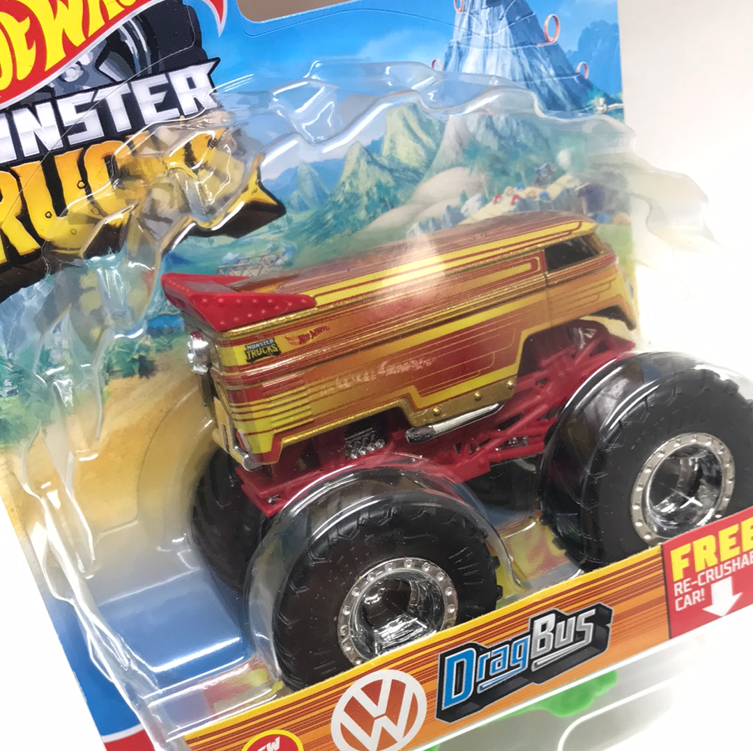 2021 Hot wheels monster Trucks VW Drag Bus gold 29/75 132B