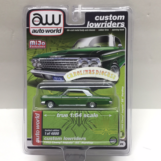 Auto world MiJo exclusive 1962 Chevy Impala SS Hardtop green only 4800 made