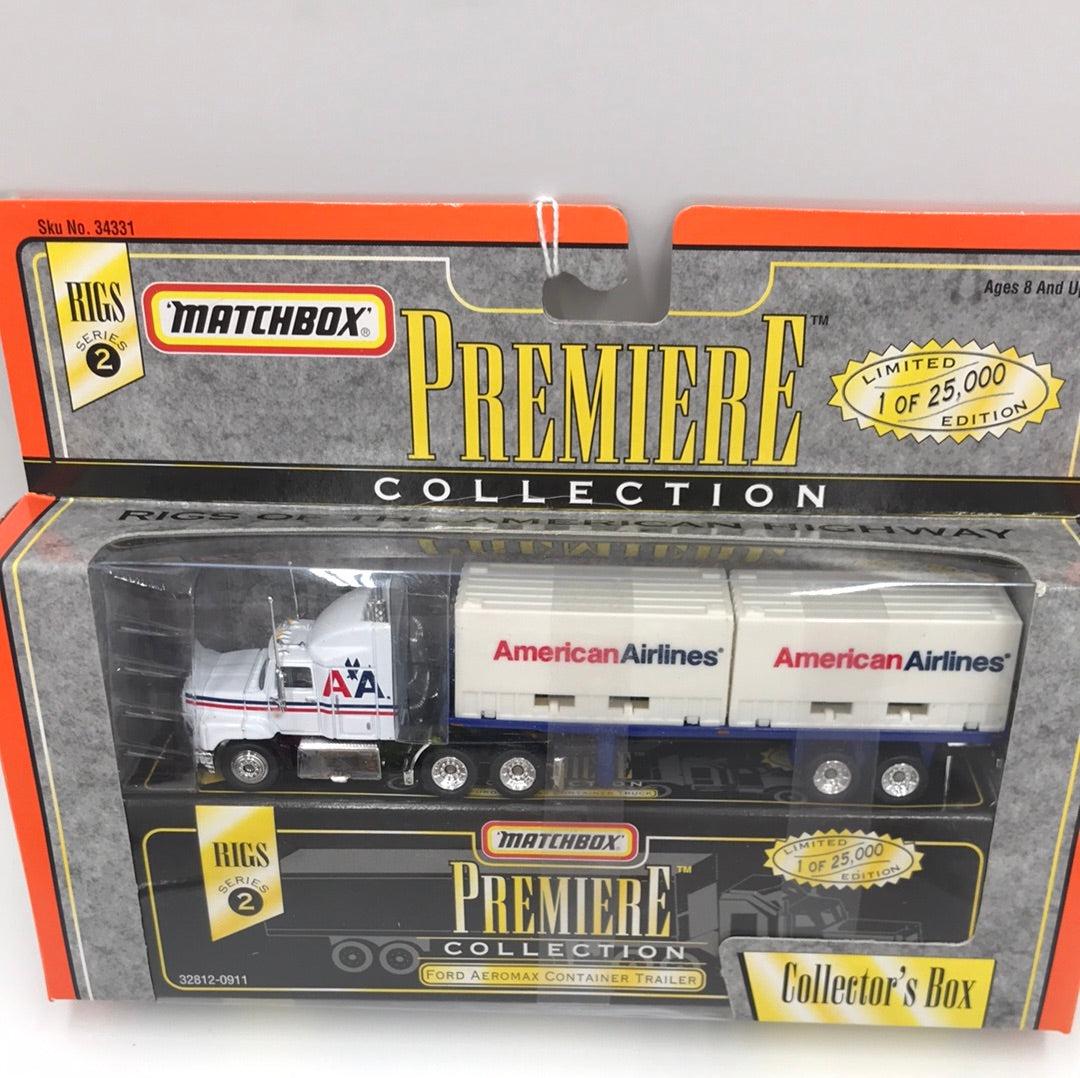 Matchbox Premiere Rigs series 2 FORD AEROMAX CONTAINERNER TRAILER AMERICAN AIRLINES