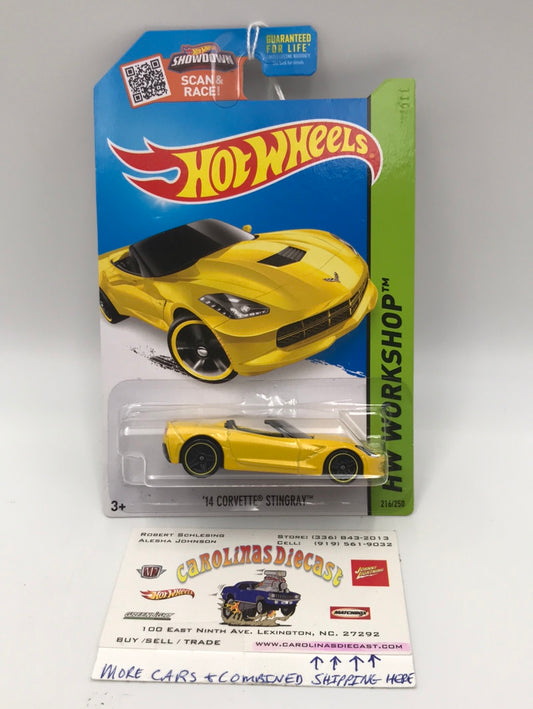 2015 Hot Wheels #216 14 Corvette Stingray yellow HH4