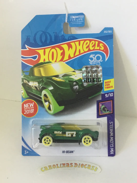 2018 Hot Wheels #162 Hi beam green Factory sealed sticker VV4