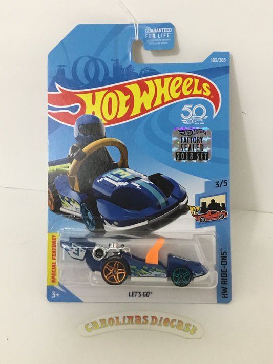 2018 Hot Wheels #183 Lets Go Factory sealed sticker TT3