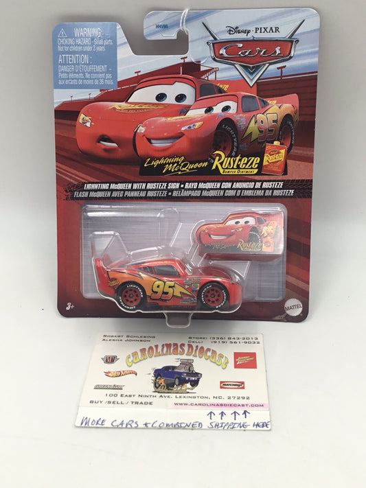 2023 Disney Pixar Cars lightning McQueen with Rusteze sign new