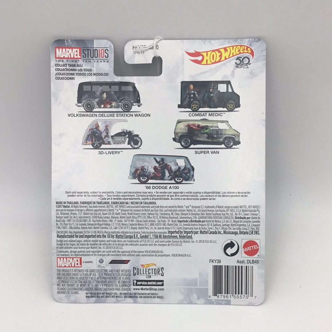 Hot wheels pop culture marvel studios Iron man Volkswagen Deluxe Station Wagon creased card 262i