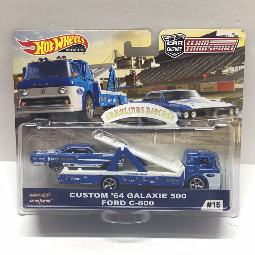 Hot wheels car culture team transport #15 custom 64 galaxy 500 Ford C-800 279C