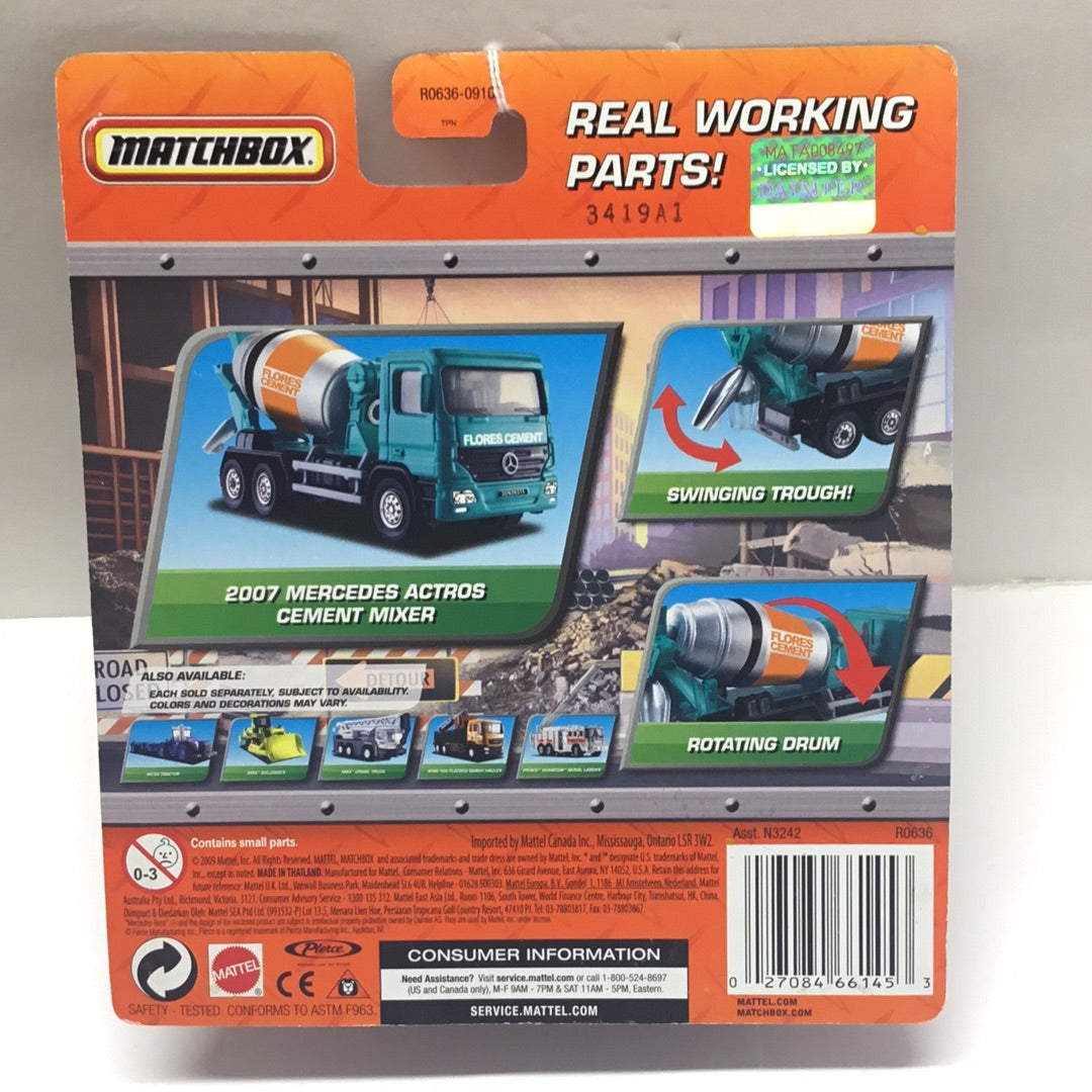 Matchbox Real Working Rigs 2007 Mercedes Actros Cement Mixer vhtf S1