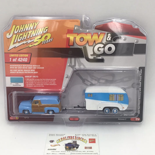 Johnny lightning Tow & Go 1955 Ford Panel Delivery With Small Travel Trailer ver. A 207I