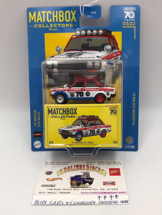 2023 matchbox Collectors #3 70 Datsun 510 Rally 3/22