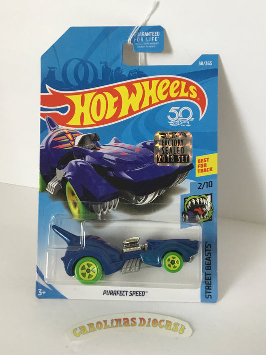2018 Hot Wheels #38 Purrfect speed Factory sealed sticker VV3